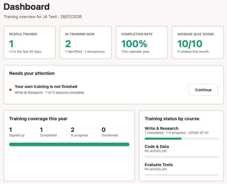 Dashboard screen